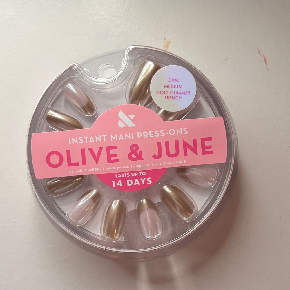 Gold and Cream Press-On Nails